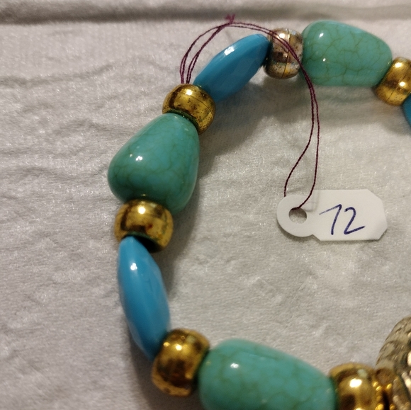 Artemis's Gems custom-made beaded bracelet with gold metal engraved bead - Picture 2 of 5